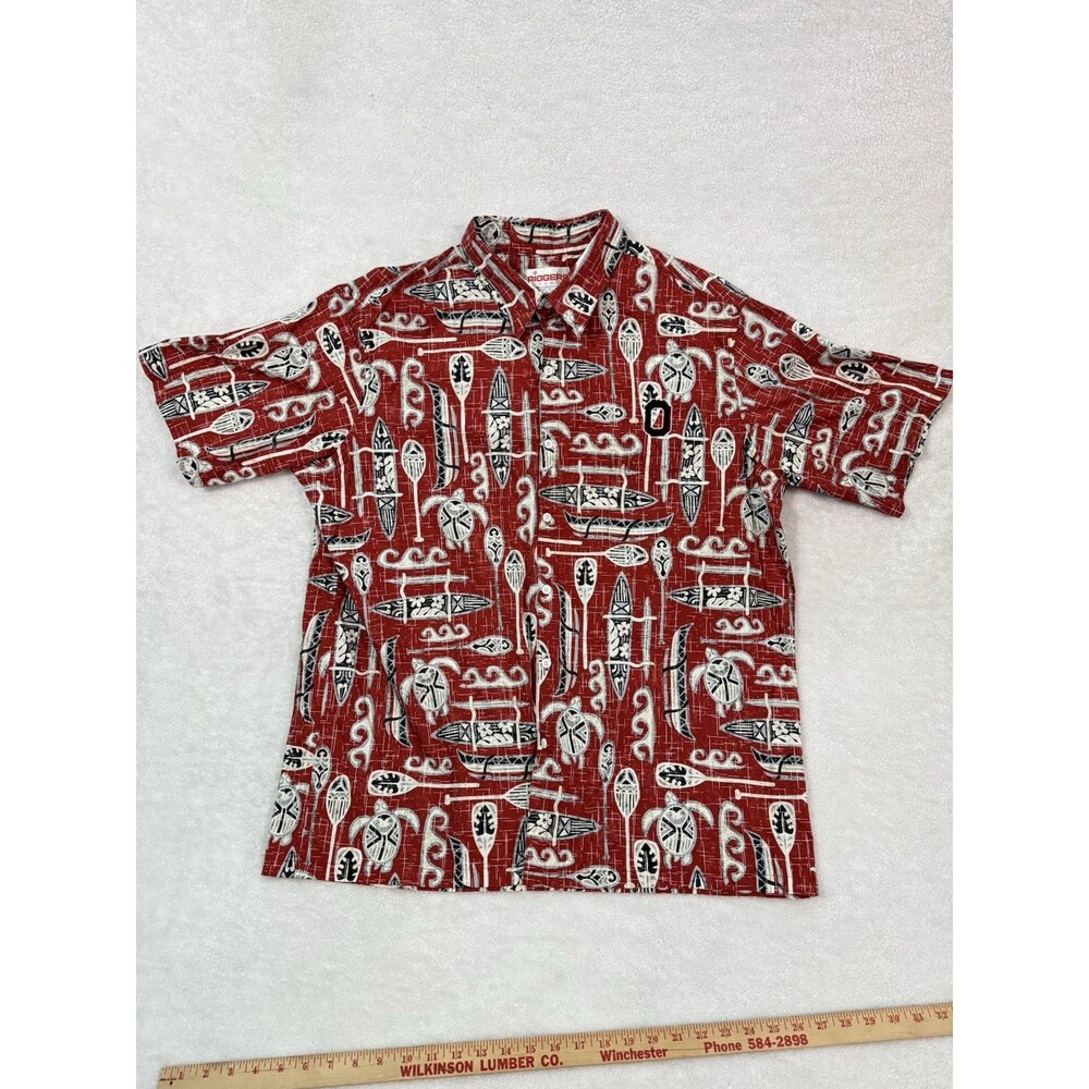 Vintage Ohio State University Buckeyes Riggers Hawaiian Shirt Mens XL